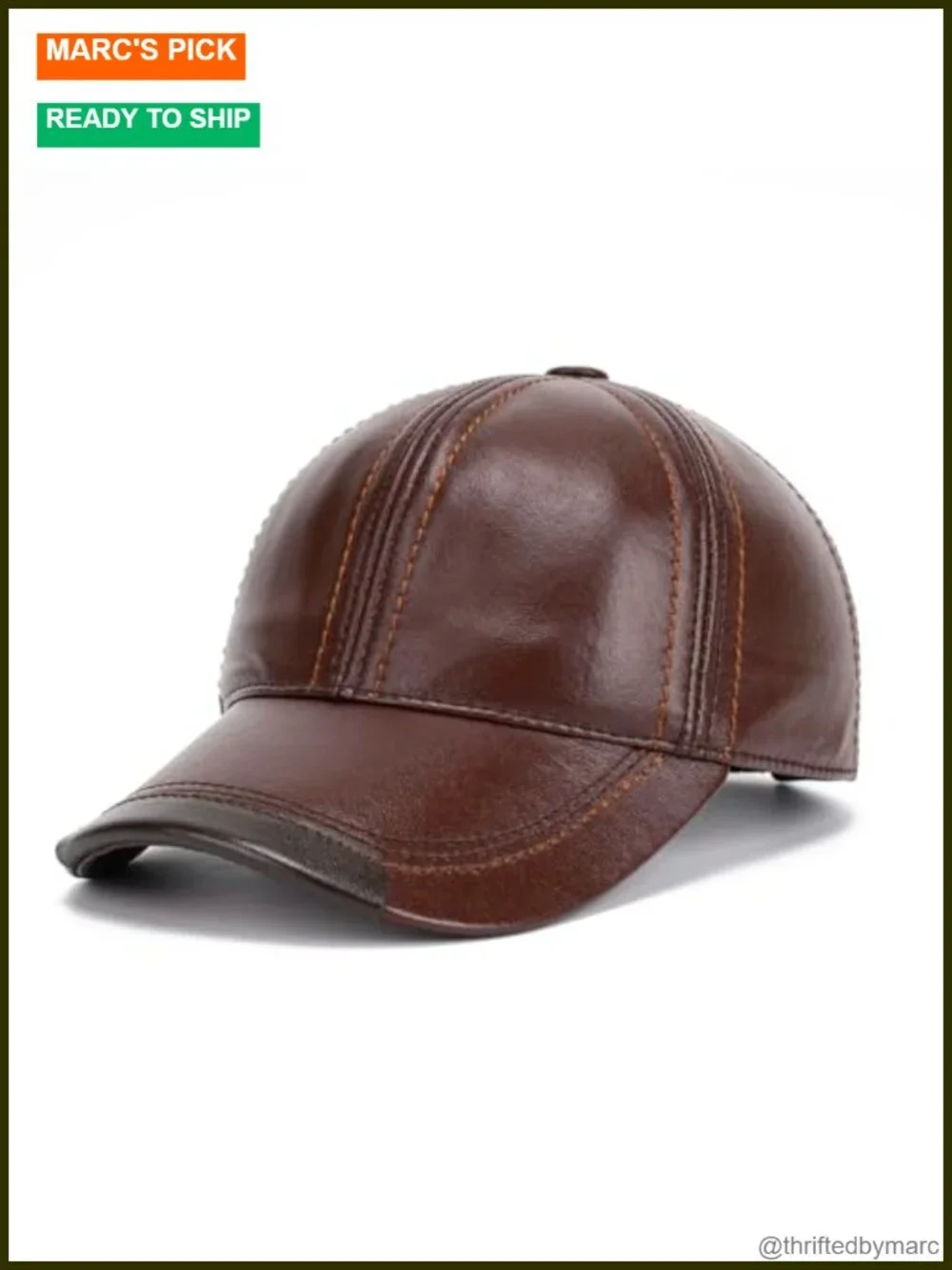 Genuine Cowhide Leather Baseball Cap Adjustable Outdoor Sport